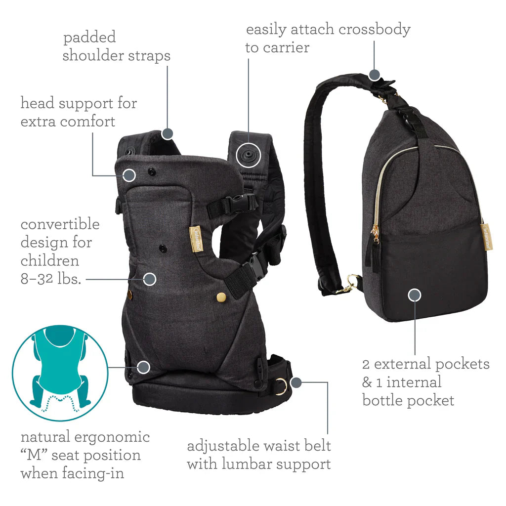 Infantino - Flip 4-in-1 Convertible Carrier & Crossbody Diaper Bag Set