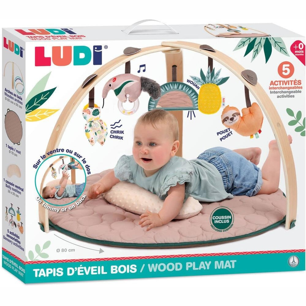 Ldui Elegant Wooden Activity Gym & Soft Sensory Playmat