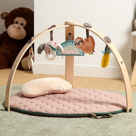 Ldui Elegant Wooden Activity Gym & Soft Sensory Playmat