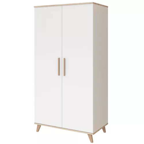 Faktum - Flip 2-Door Baby Wardrobe Chipboard & Solid Wood - Ample Storage - White-Oak