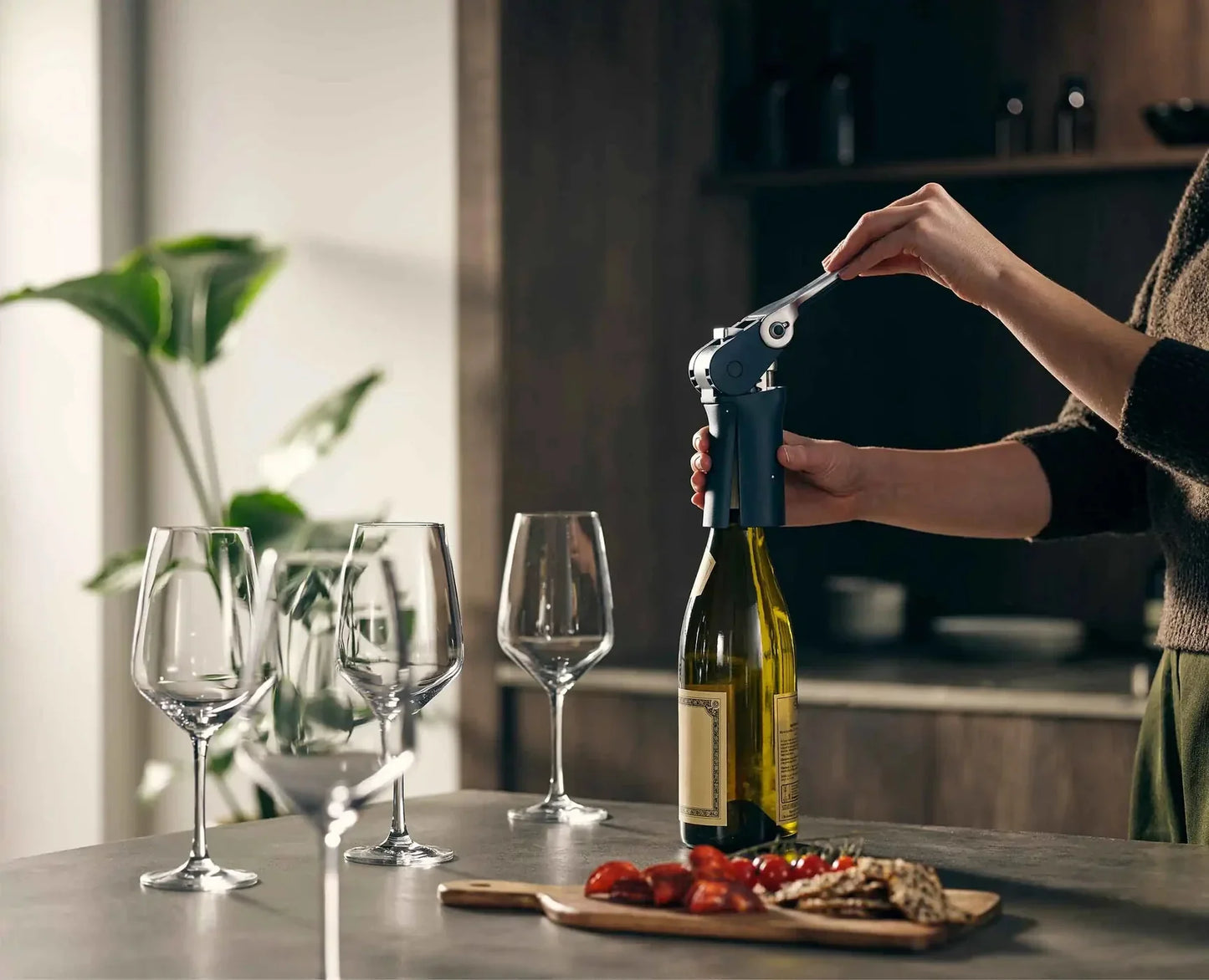 Joseph Joseph BarWise Compact Folding Lever Corkscrew Wine Opener with Foil Cutter, One-size, Blue