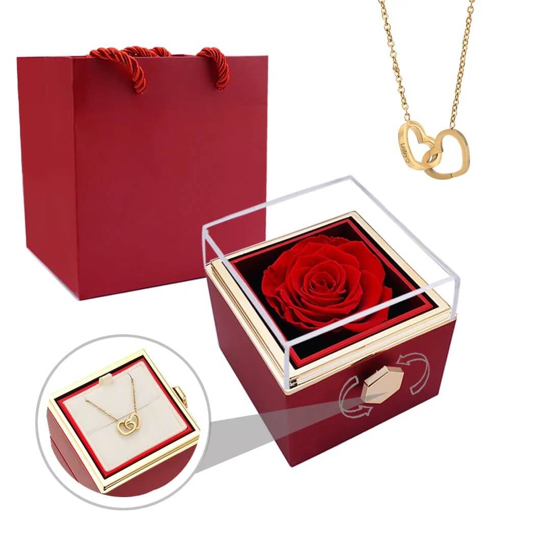 Eternal Rose with Necklace & Real rose