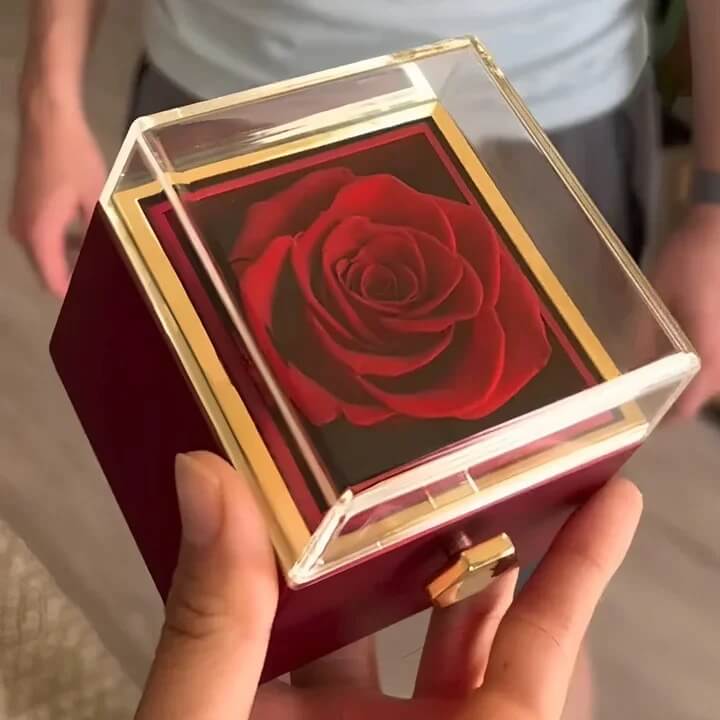 Eternal Rose with Necklace & Real rose