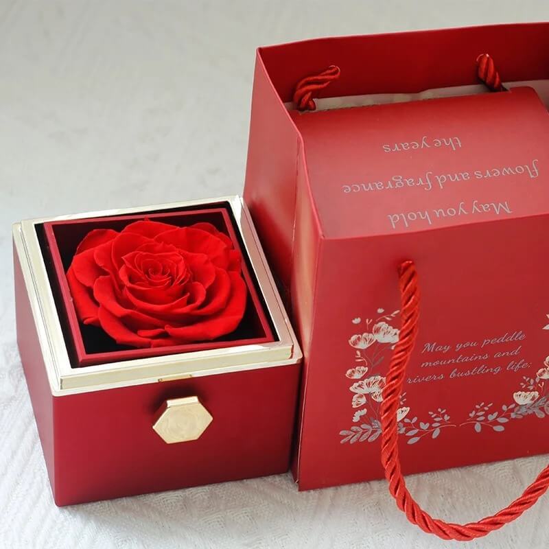 Eternal Rose with Necklace & Real rose