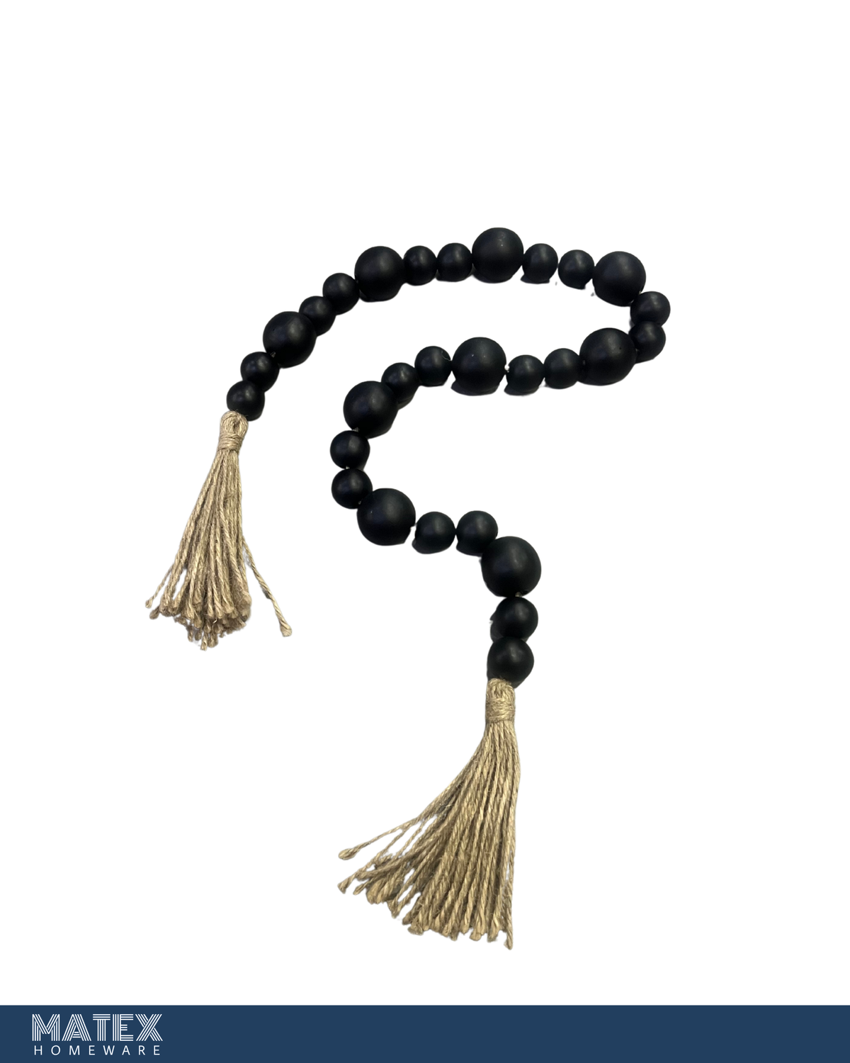Black Wood Oak Bead Decor with Tassels