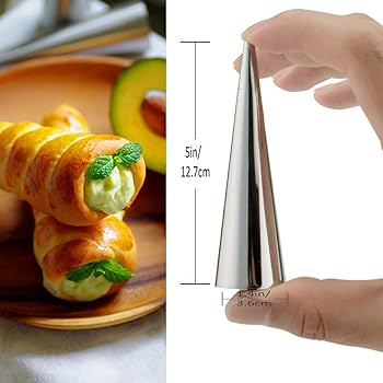 8PCS Stainless Steel Pastry Cream Horn Molds, 12.7cm