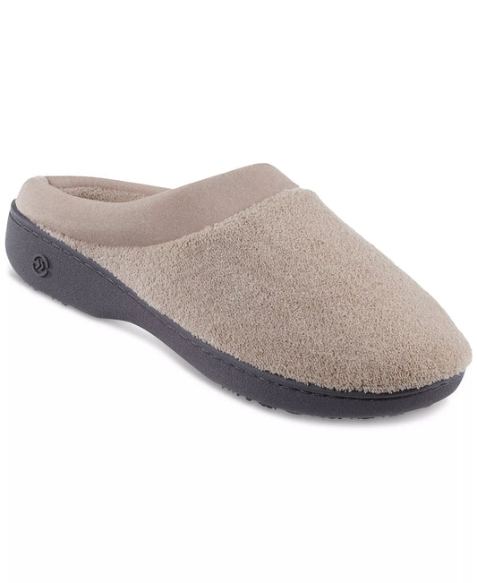 Isotoner Signature  Women's Beige Microterry Pillowstep Slippers with Satin Trim Slipper |Isotoner Signature  in Lebanon