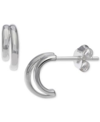 Giani Bernini Women's Sterling Silver Double-Row C-Hoop Stud Earrings|Giani Bernini In Lebanon