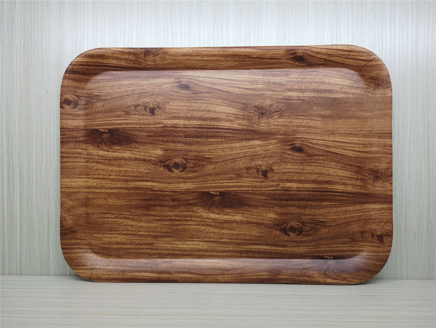 Wooden Design Rectangular Melamine Tray; 15"