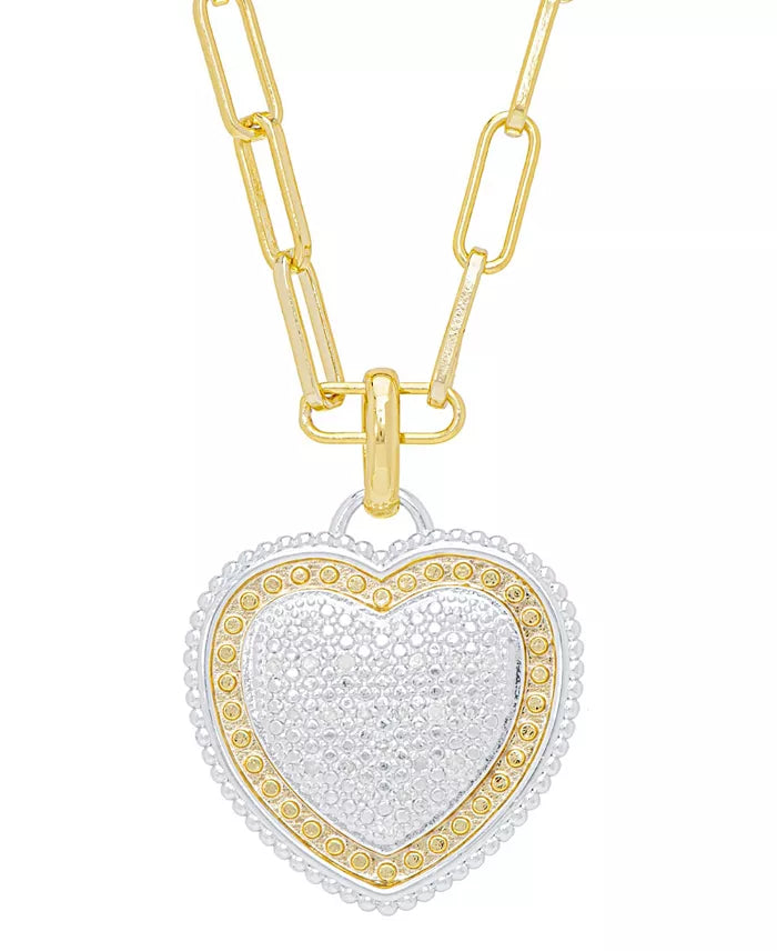 Macy's Women's Gold Diamond Accent Heart Paperclip Necklace | Macy's In Lebanon