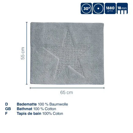 Bathmat Lindano Glacier Grey 65cm