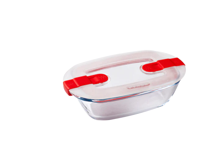Pyrex, Cook & Heat Rectangular Glass Food Container With Patented Microwave Safe Lid 0.4L