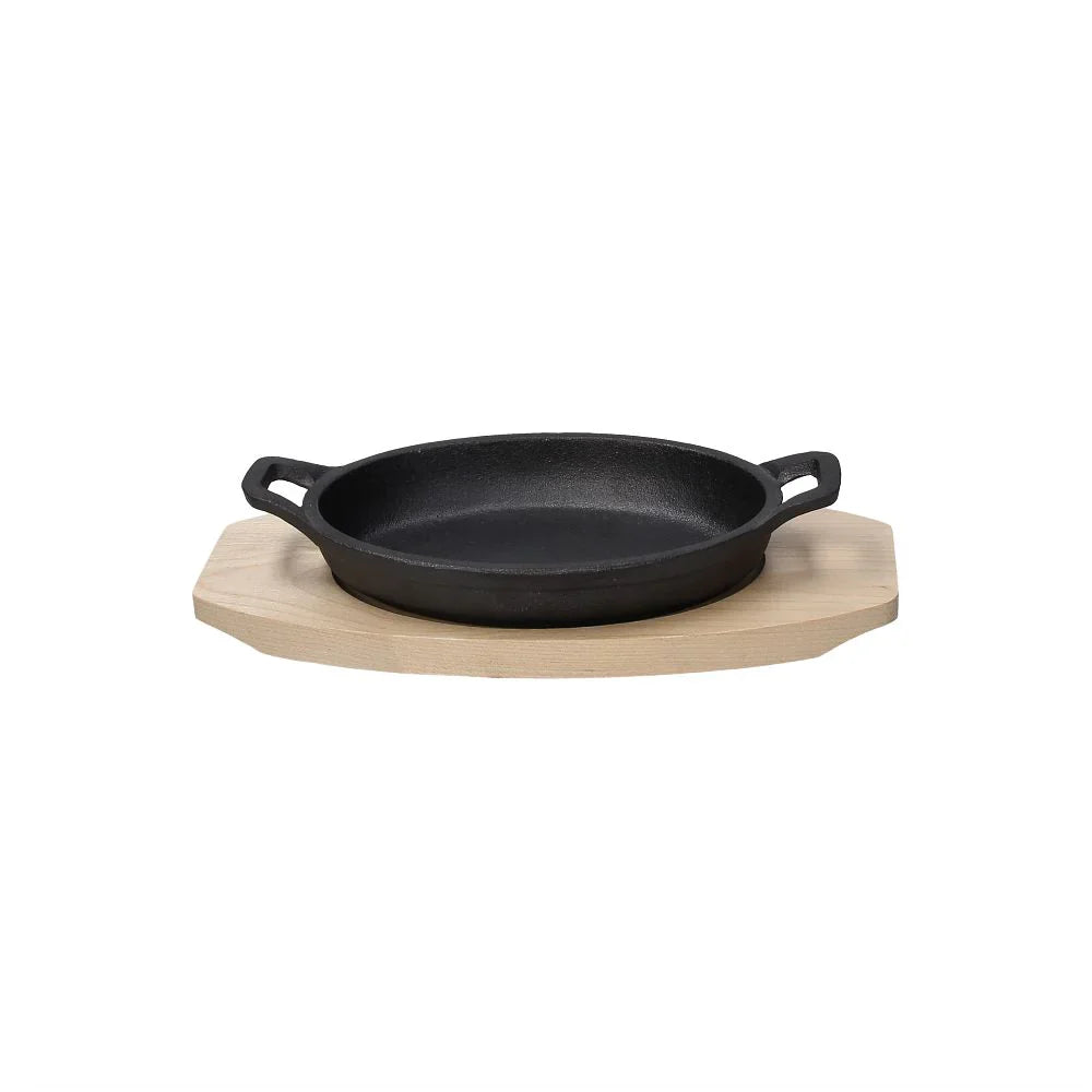 Tognana Fusion Taste Cast Iron Oval Skillet with Beech Trivet 17x11cm