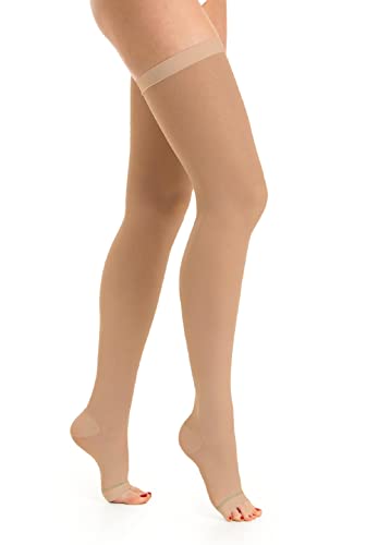 Relaxsan Compression Socks for Women and Men Made in Italy - 18-23 mmHg - Anti Embolism Stockings Open Toe - M0370A (1 Pair - Skin, L) - Medaid International