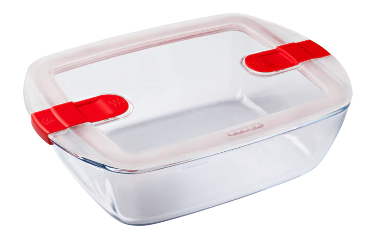 Pyrex, Cook & Heat Glass Rectangular Dish With Lid, 2.5 L