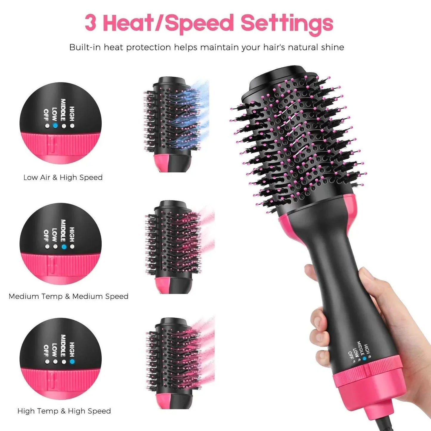 3 in 1 Heated Hairbrush Dryer & Volumizer