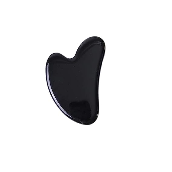 Black Obsidian Jade Facial Roller & Gua Sha Set 100% Natural Source from Highest Altitude of Himalayan Two-Sided Face Neck Massager Stone Beauty Tool - Medaid International
