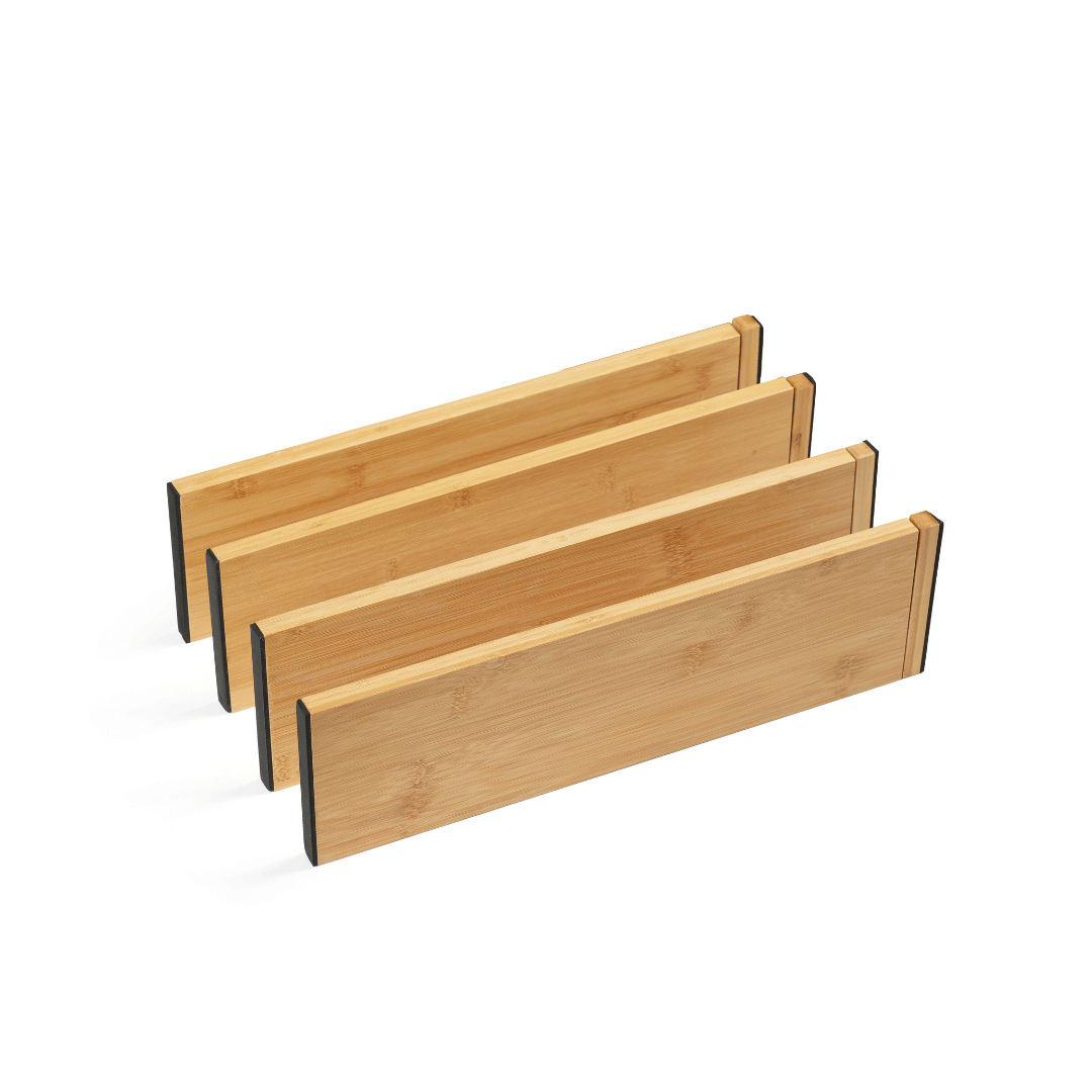 Wide Bamboo Adjustable Drawer Dividers (Pack of 4)