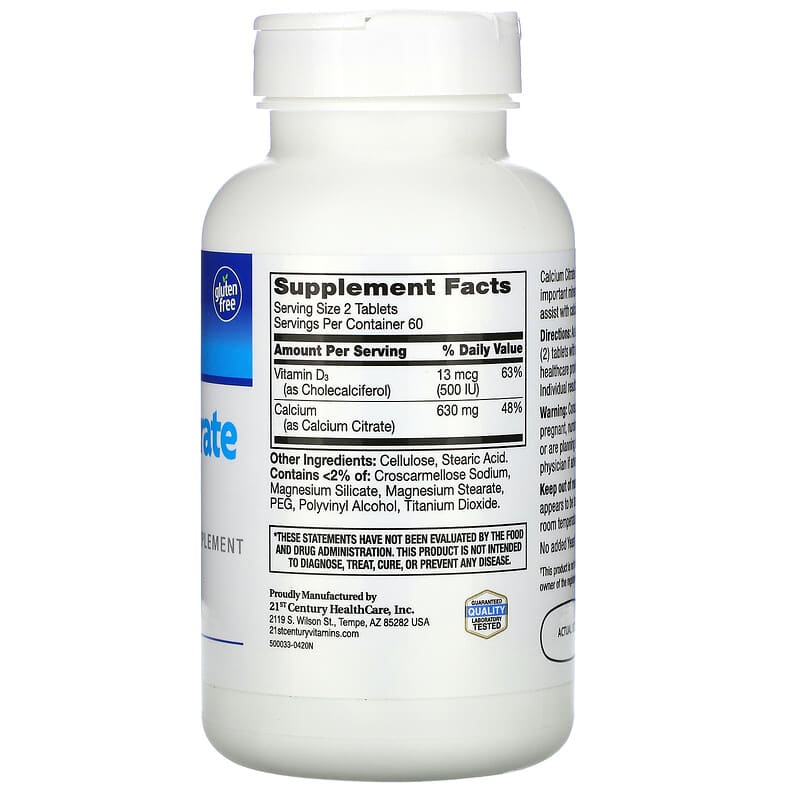 21st Century, Calcium Citrate Maximum + D3, 120 Tablets - Medaid International