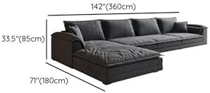 3-Piece L-Shaped Sofa Set with Left-Facing Chaise, Recessed Arms, and Plush Dove Grey Upholstery (360cm, Right Side)|B0F1LXXF2F