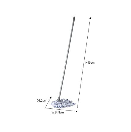 Addis Cloth Mop with 3-Piece Handle, Blue/White/Metallic Grey - Medaid International