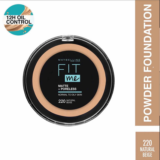 Maybelline New York Fit Me® Matte + Poreless Powder Foundation Makeup 220 Natural Beige