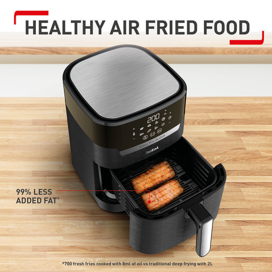 Tefal Easy Fry Precision 2 in 1 Digital Air Fryer & Grill 4.2L - 8 Programs inc Dehydrator Black - EY505827