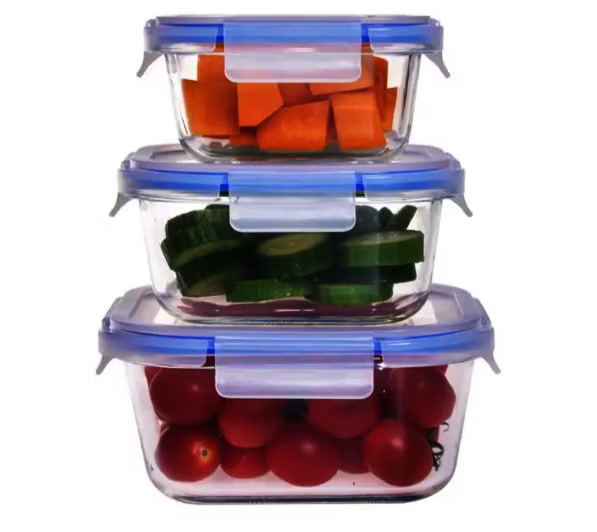 Phoenix, 3 pcs Set Rectangular Glass Food Container