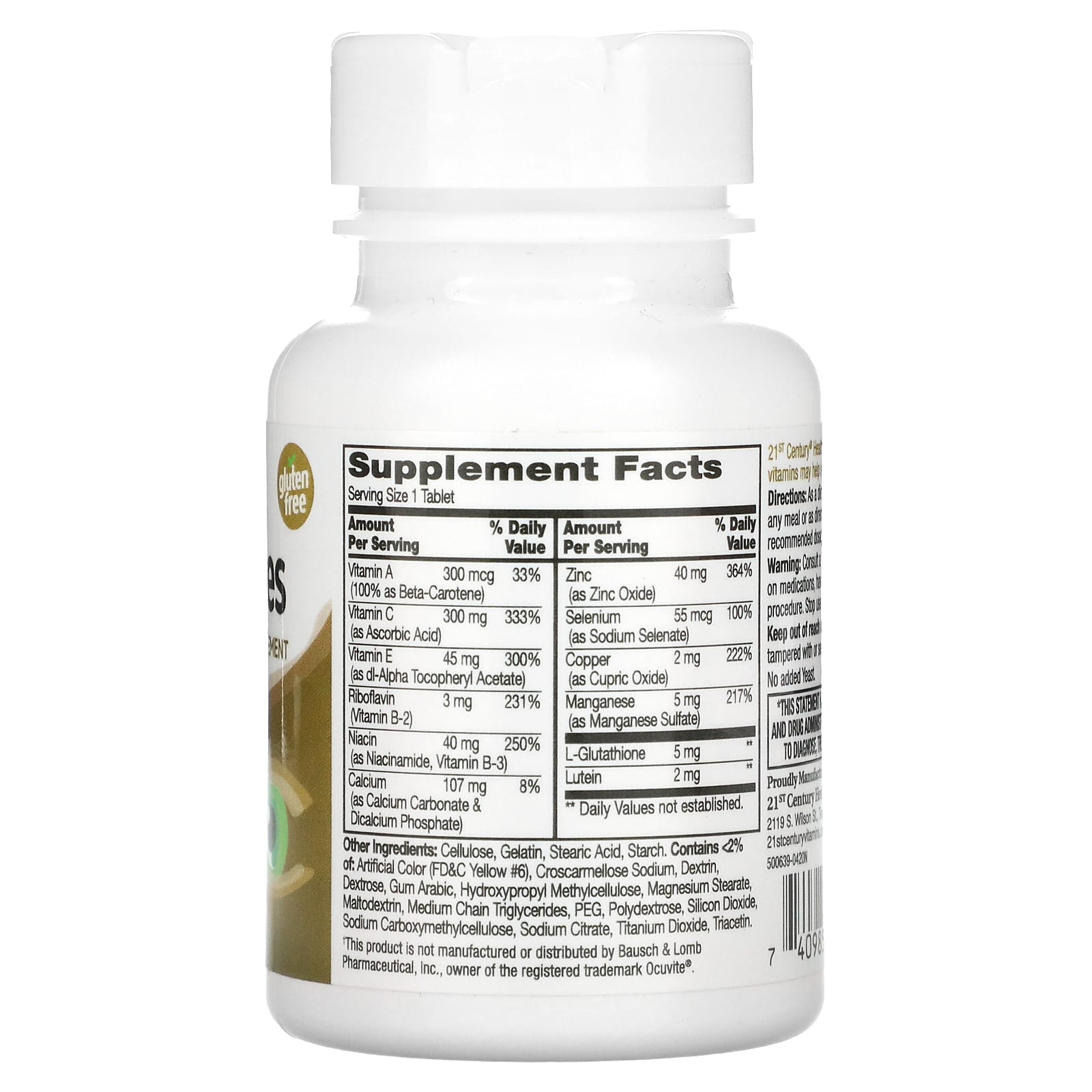 21st Century, Healthy Eyes, Extra With Lutein, Zinc & Vitamin B, 36 Tablets - Medaid International