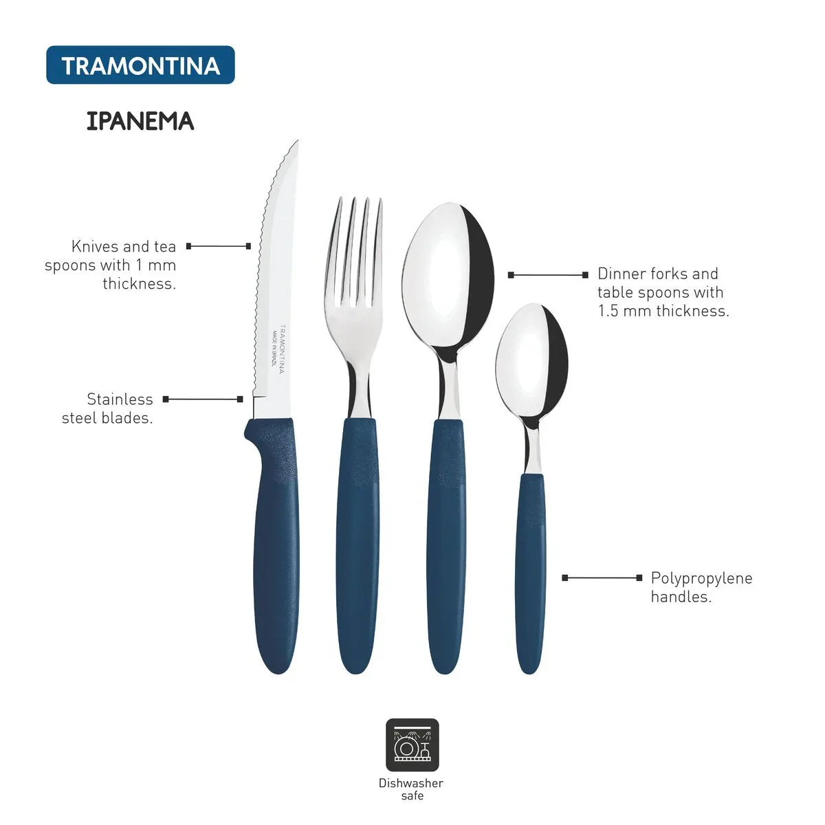Tramontina Ipanema flatware set , 48 pcs (Blue)