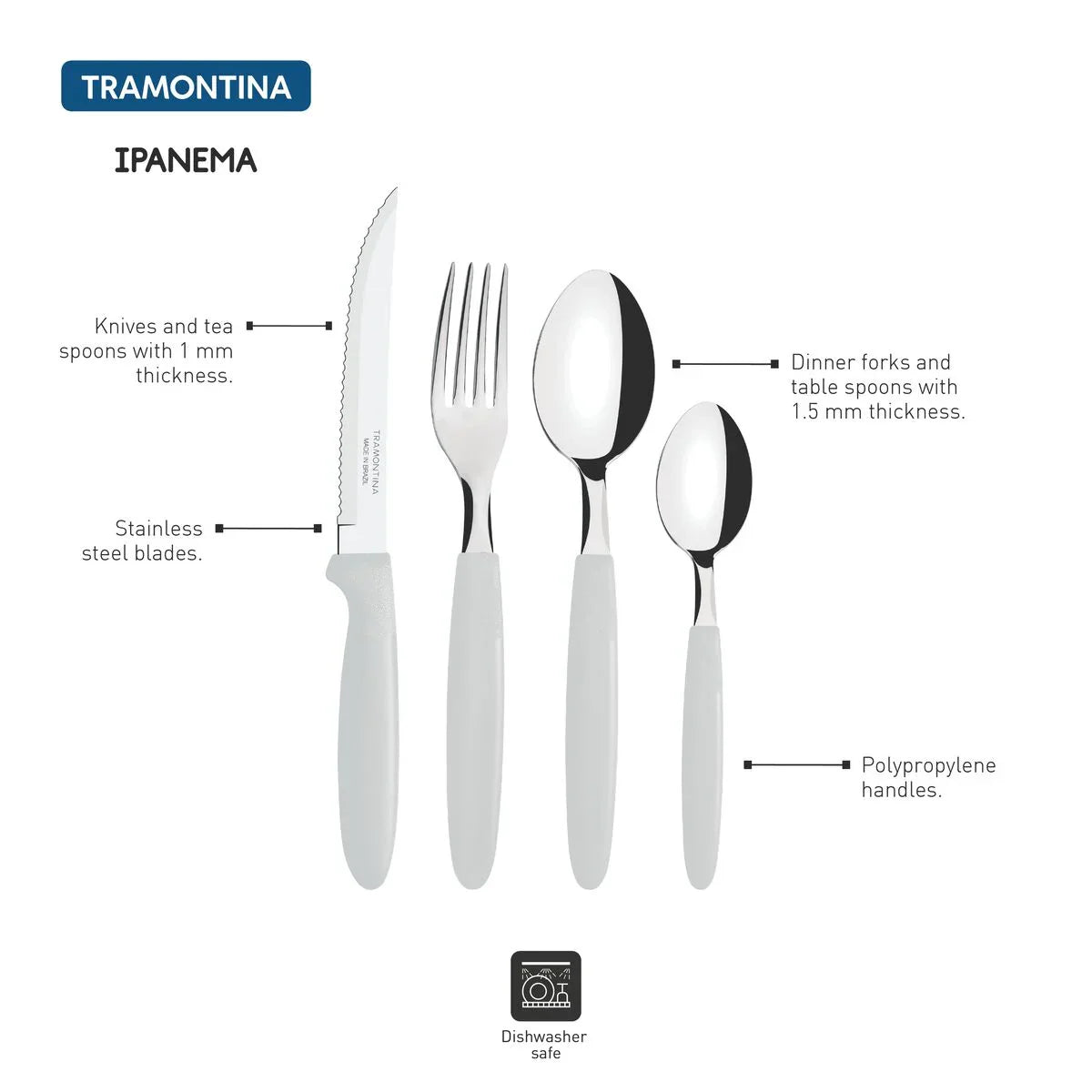 Tramontina Ipanema flatware set , 48 pcs (white)