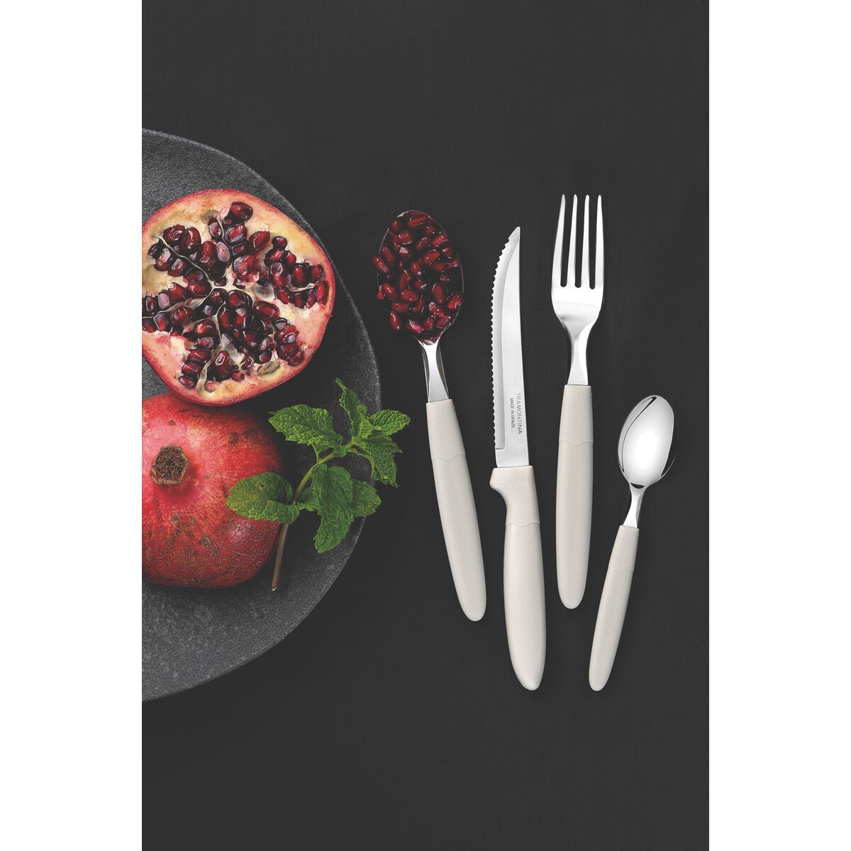 Tramontina Ipanema 25-Piece Flatware Set and Plastic Drawer Organizer (white)