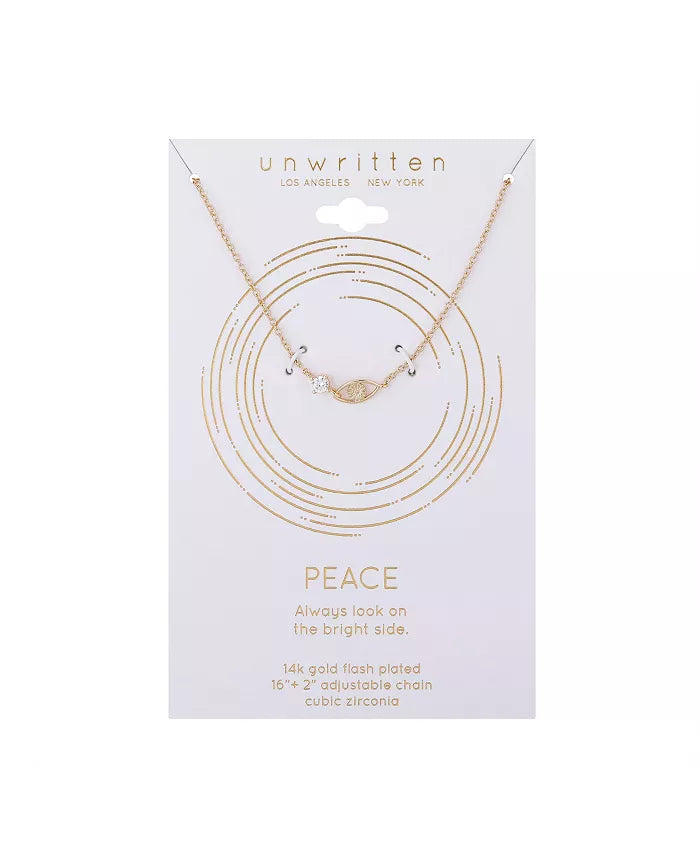 Unwritten Women's Gold Flash-Plated Cubic Zirconia Evil Eye Pendant Necklace |Unwritten In Lebanon