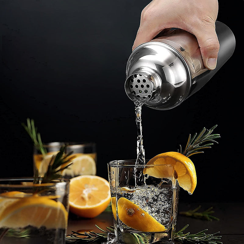 Stainless Steel Cocktail Shaker with Built in Strainer and Lid Drink Mixer Shaker for Home Hotel Restaurant Bar Silver - Medaid International