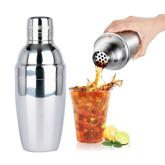 Stainless Steel Cocktail Shaker with Built in Strainer and Lid Drink Mixer Shaker for Home Hotel Restaurant Bar Silver - Medaid International