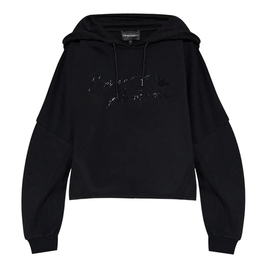 Emporio Armani Women's Black Raised Rubber Logo Hoodie | Emporio Armani In Lebanon