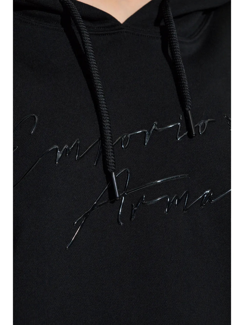Emporio Armani Women's Black Raised Rubber Logo Hoodie | Emporio Armani In Lebanon