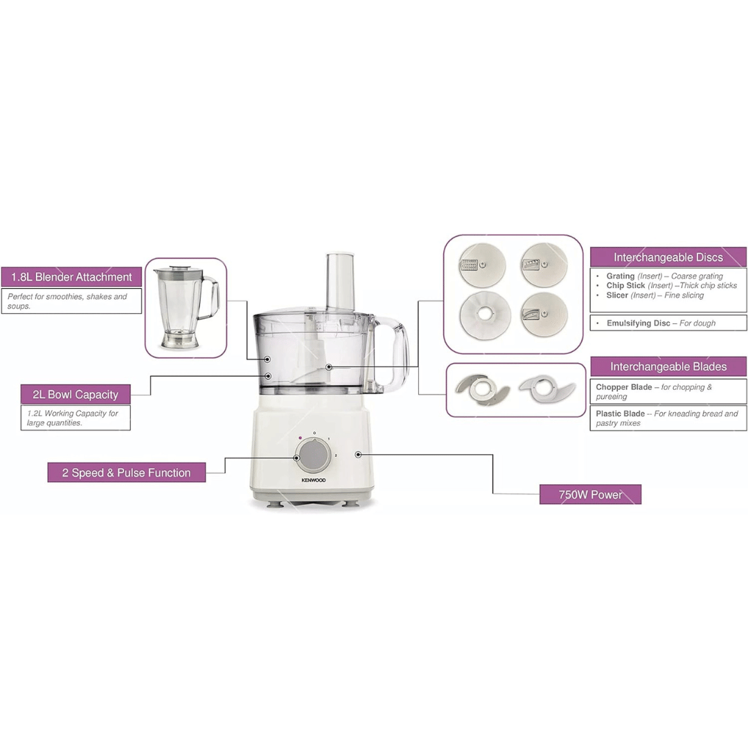 Kenwood Food Processor 750W, Multi-Functional FDP03.C0WH