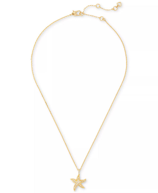 Kate Spade New York Women's Gold-Tone Crystal Starfish Pendant Necklace, 16" + 3" extender | Kate Spade New York In Lebanon