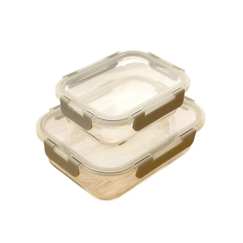 Luxe + Willow Glass Food Container 2 pack 640ml & 1520ml Rectangle Light Grey