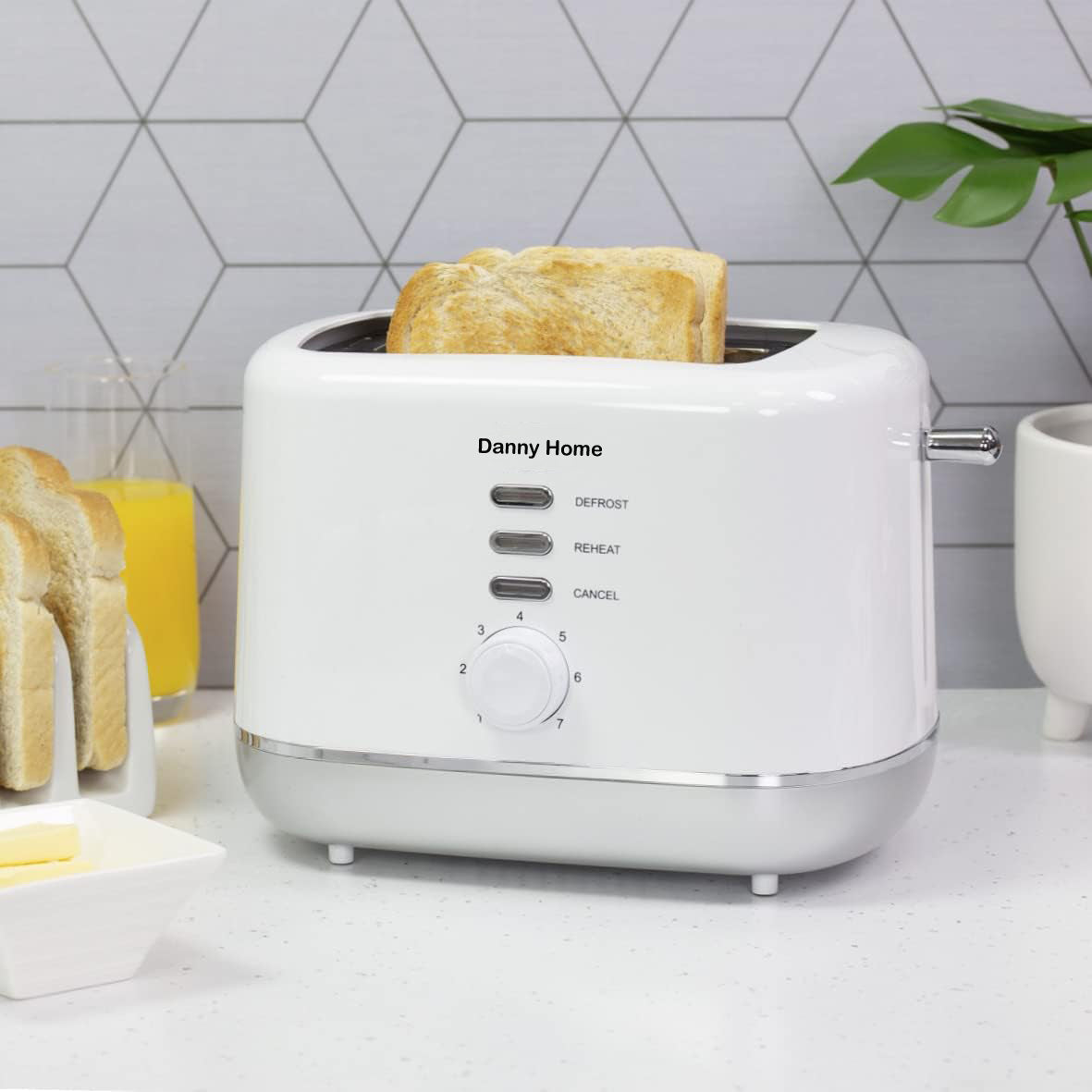 Danny Home White Two Slice Toaster 27cm