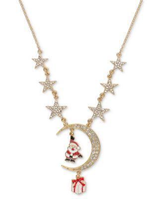 Holiday Lane Women's Gold Star Moon Santa Clause Necklace |Holiday Lane in Lebanon
