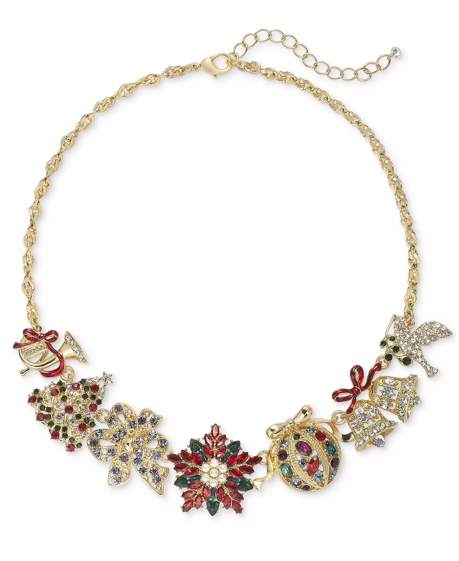 Holiday Lane Women's Gold-Tone Multicolor Crystal & Imitation Pearl Yuletide Statement Necklace |Holiday Lane in Lebanon