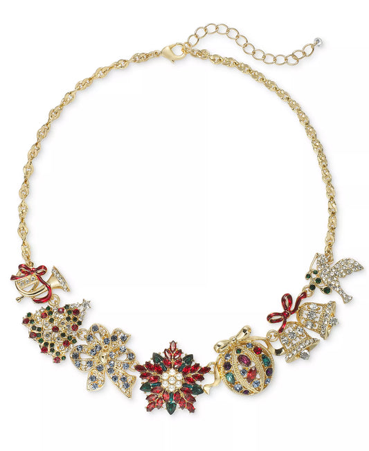 Holiday Lane Women's Gold-Tone Multicolor Crystal & Imitation Pearl Yuletide Statement Necklace |Holiday Lane in Lebanon
