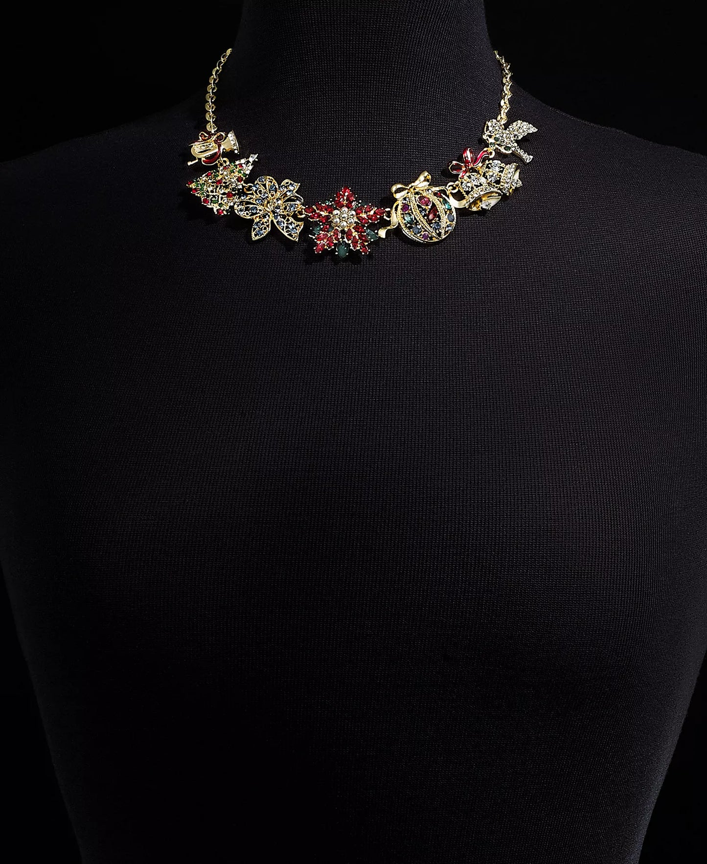 Holiday Lane Women's Gold-Tone Multicolor Crystal & Imitation Pearl Yuletide Statement Necklace |Holiday Lane in Lebanon