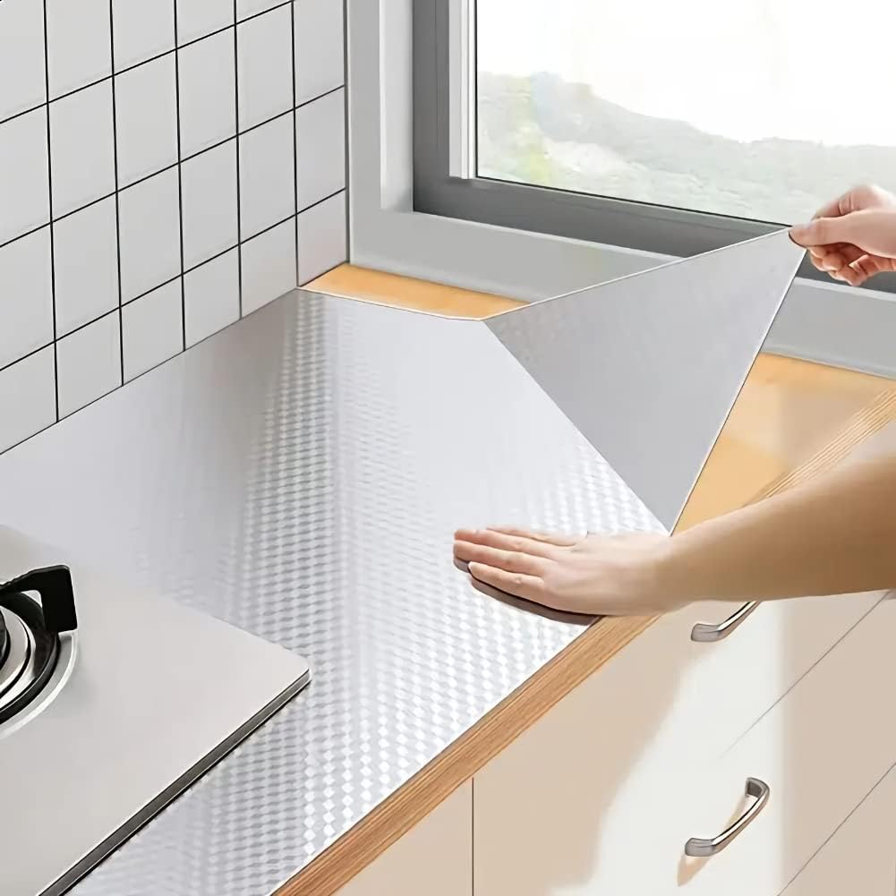 Waterproof Peel and Stick Oil-Proof Self Adhesive Aluminum Foil 60x200cm