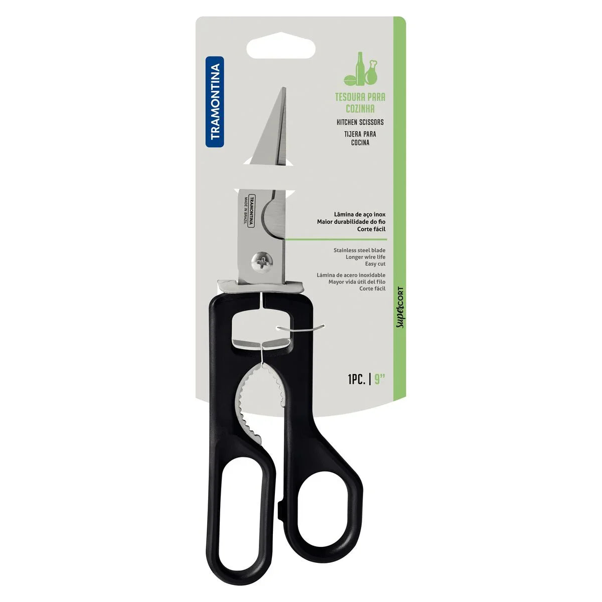 Tramontina Supercort Carving Scissors with Stainless-Steel Blades and Onyx Polypropylene Handle, 9"