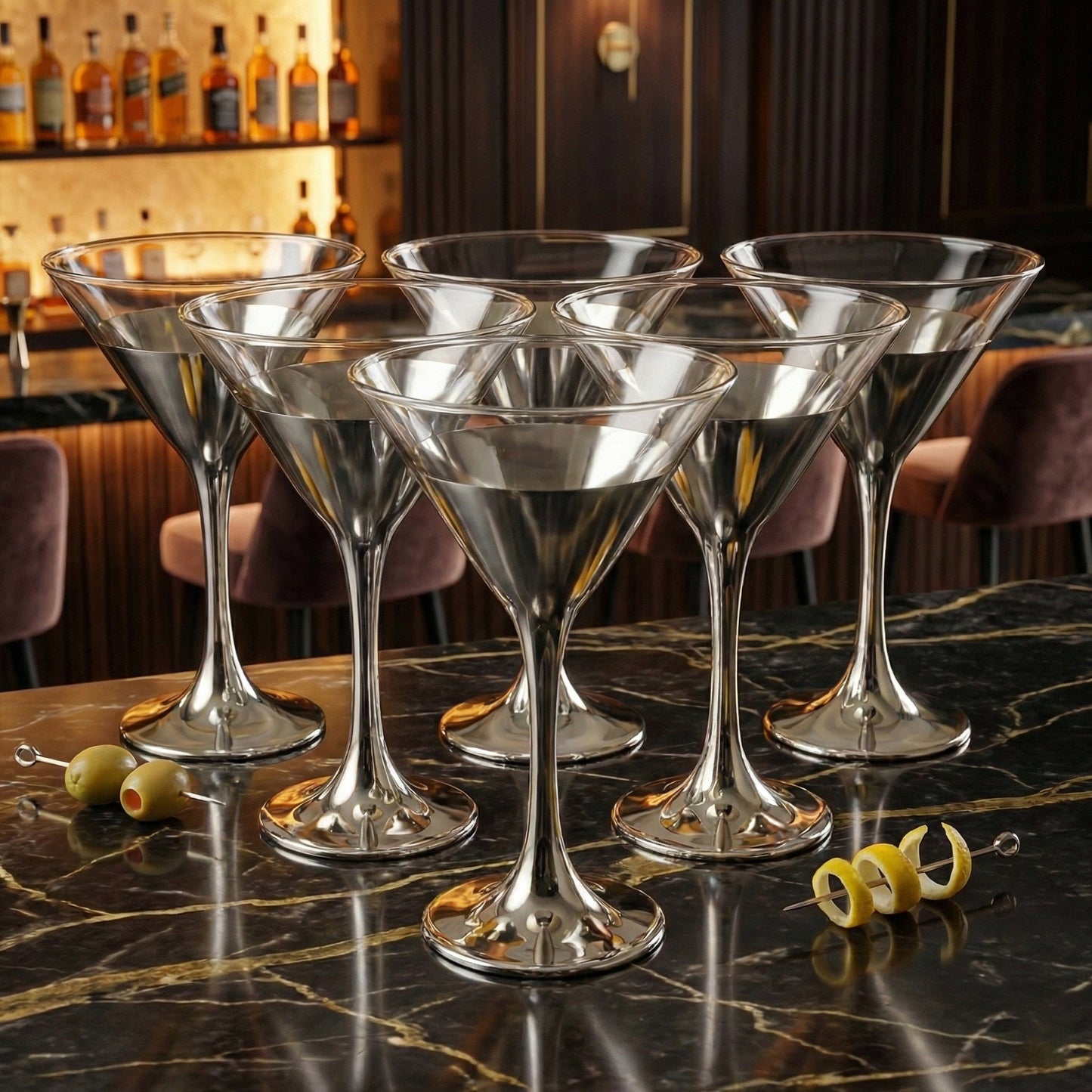 6-Pcs Elegant & Smooth Beverages Champagne Flute Glass – Gold 190ml #3769