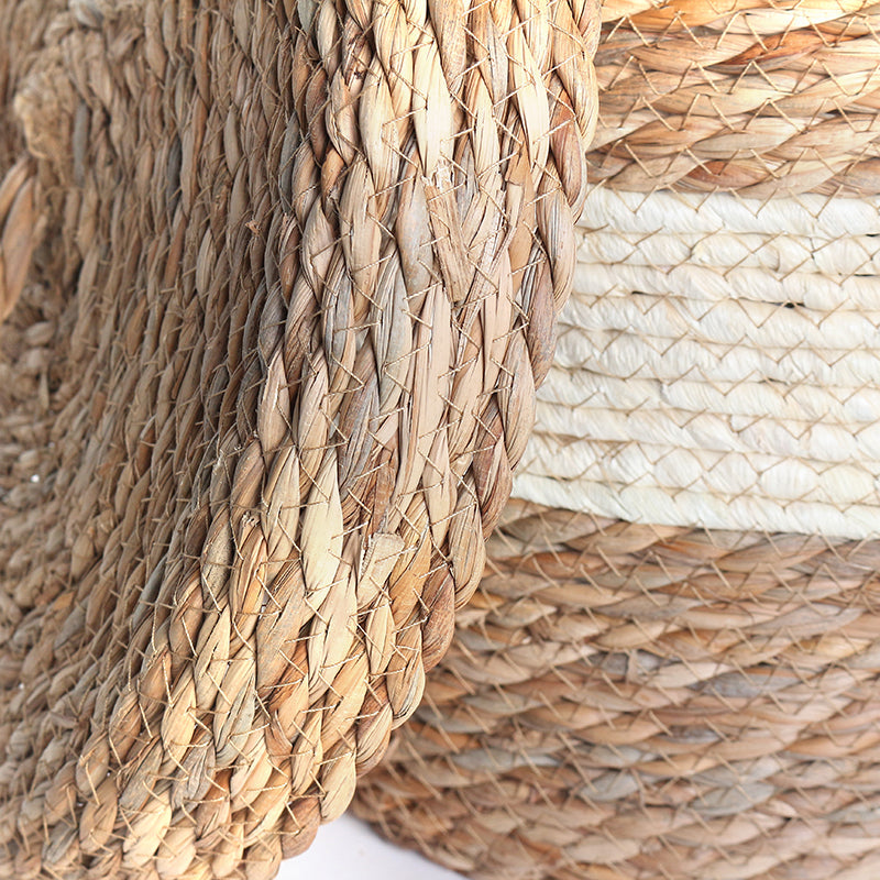 34 CM Multipurpose Handmade Wicker Woven Round Storage Basket with Lid Organizing Basket for Living Room Bedroom Nursery and Laundry - Medaid International