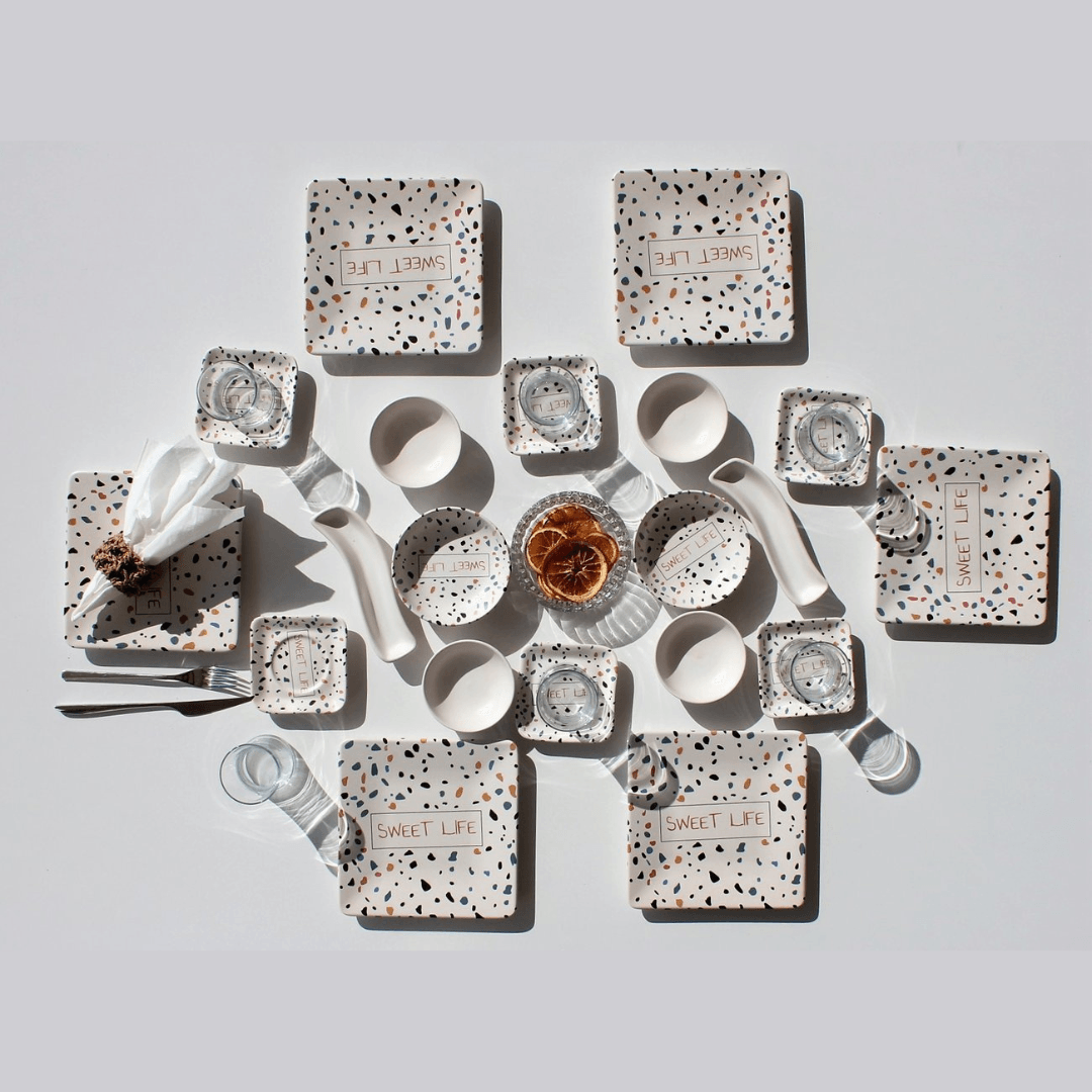 26 Piece Sweet Life Patterned Breakfast Set for 6 People